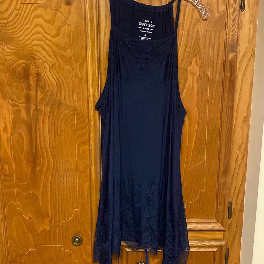 Torrid Navy Blue Lace Tank Worn Once